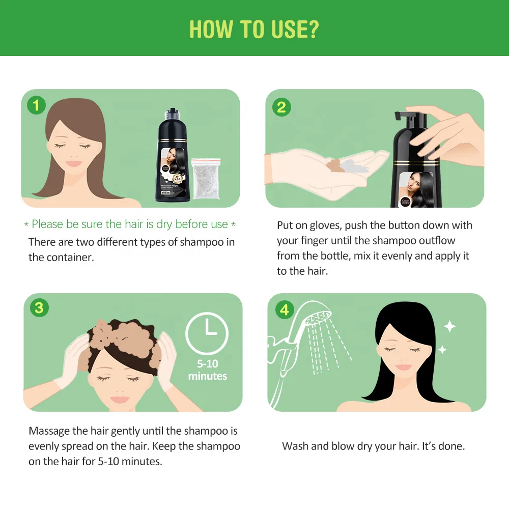 private label LUCKYLILY hot sale  fast black darkening hair dye shampoo