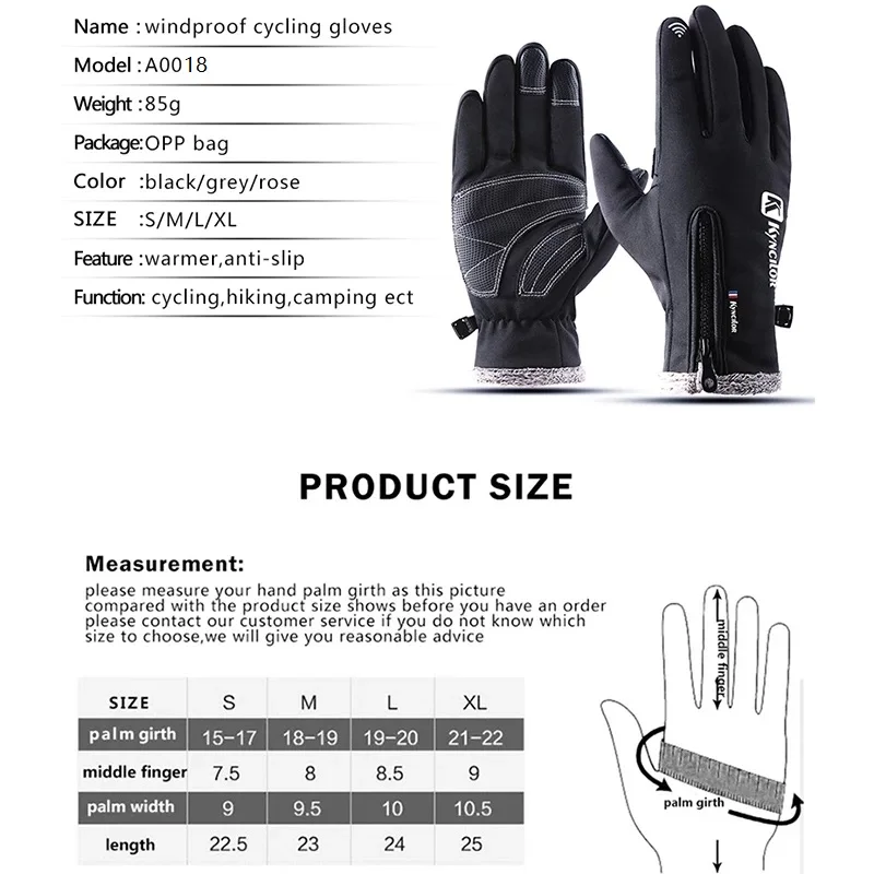 Cycling Gloves Winter Waterproof Anti-skid Velvet Riding Motorcycle Gloves Hiking Full Finger Warm Cycling Gloves