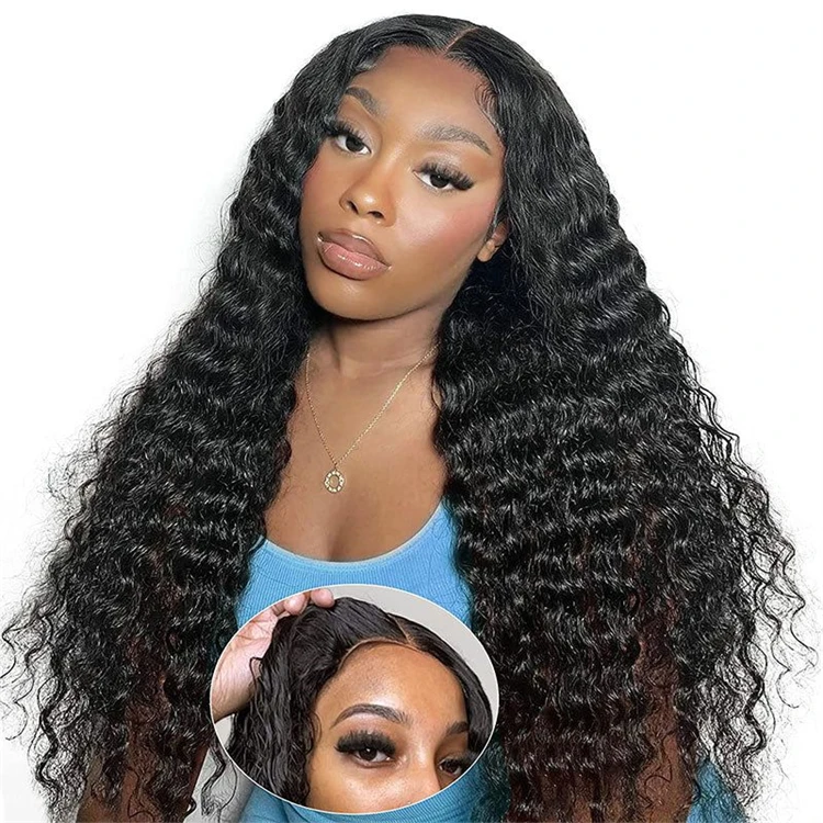 Deep Curly Human Hair Ready To Wear Wigs Water Wave 4x4 5x5 Lace Closure Wig Wear And Go Glueless Wigs Human Hair Lace Front