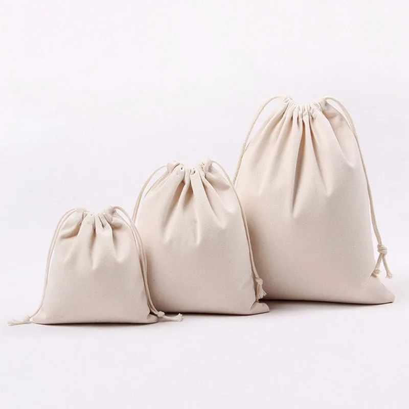 Reusable 100% cotton eco cotton bread bag canvas bag laundry handbag dust bag cotton with drawstrings