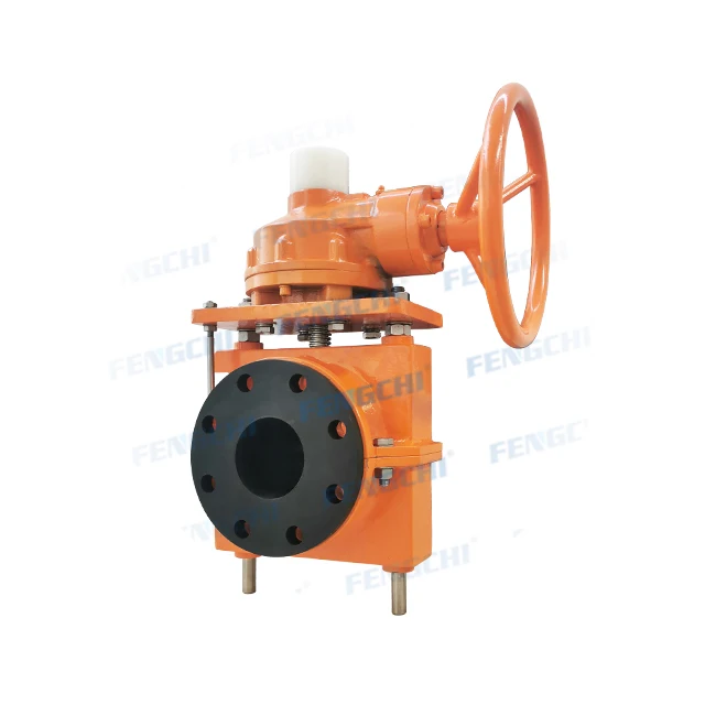 Pinch valve with flywheel actuator manual rubber lined valve