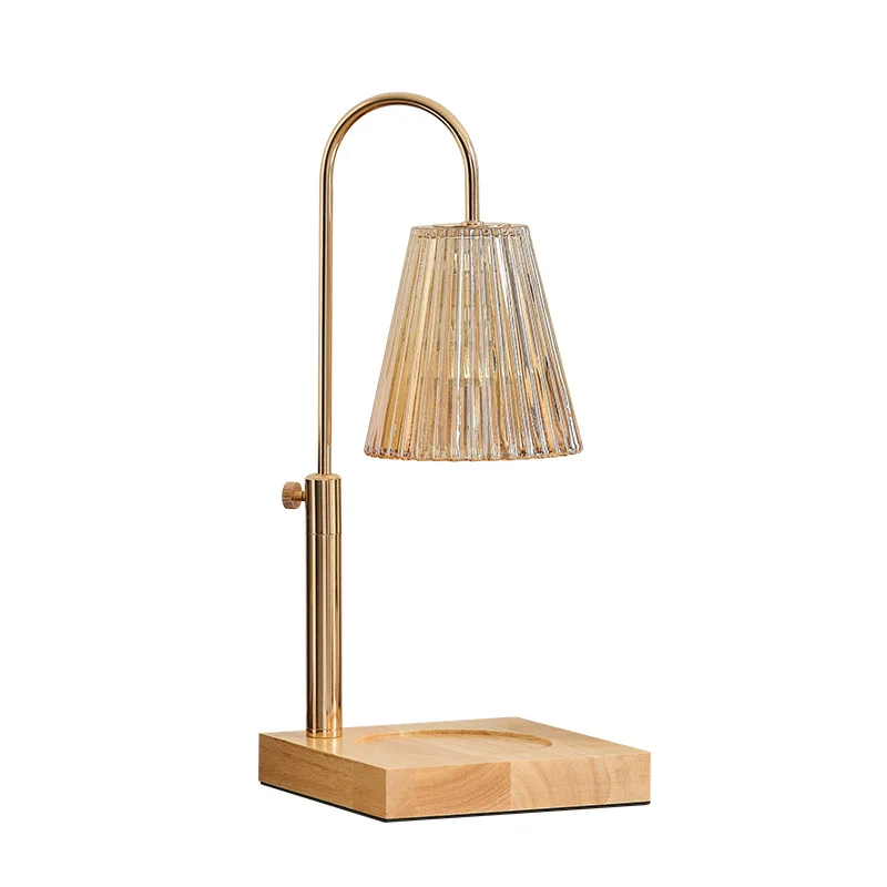 Wholesale EU/US plug Electric glass lampshade candle warmer lamp wax Melt Burners with Wood Stand 2 bulbs