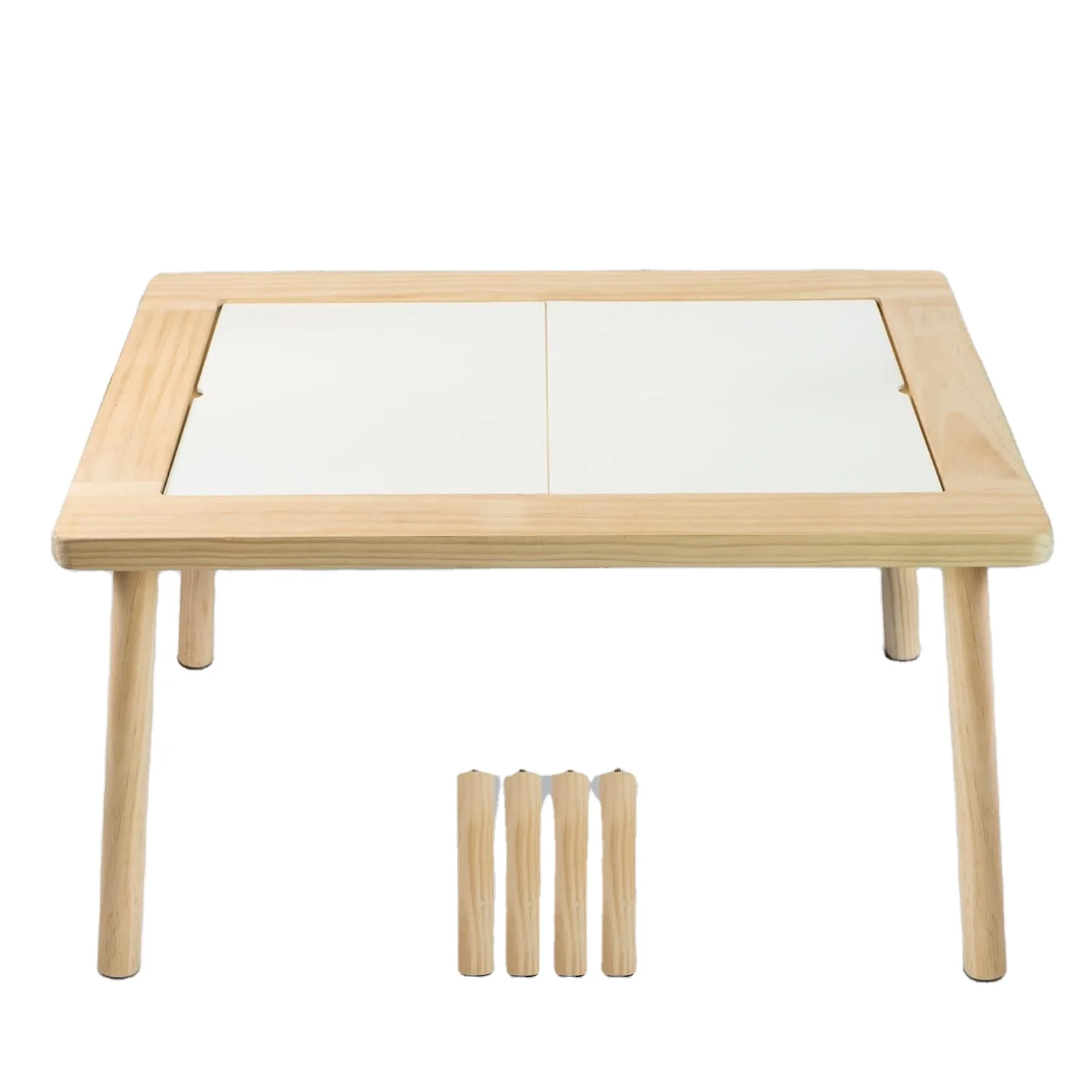 SENSORY TABLE FOR KIDS Wooden Table and Chair Set Drawing Desk Indoor Adjustable Height  Study Activity Table with 2 Chairs