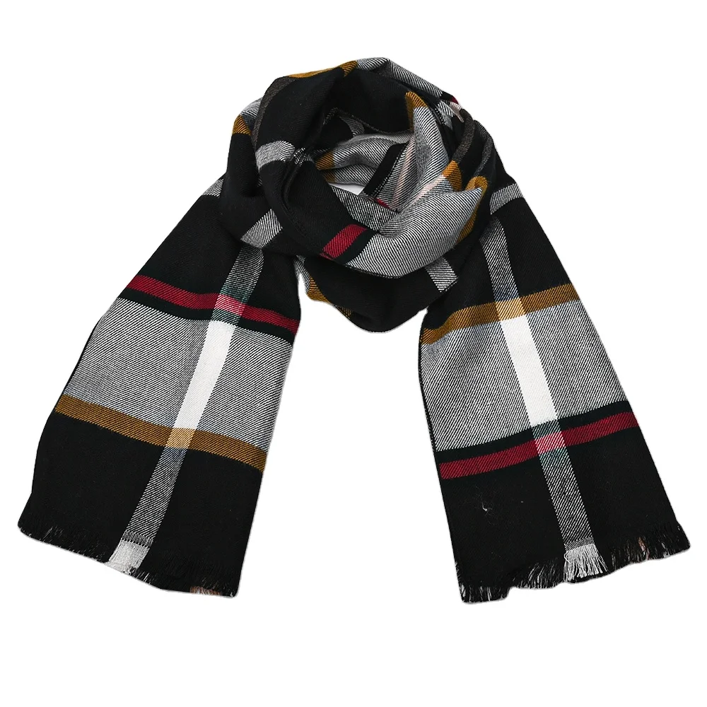 Yili Custom Men Elegant Luxury Winter Printing Handmade Warm Tassel Acrylic Shawl Golden Viscose Scarf Free Sample Adult CN;ZHE