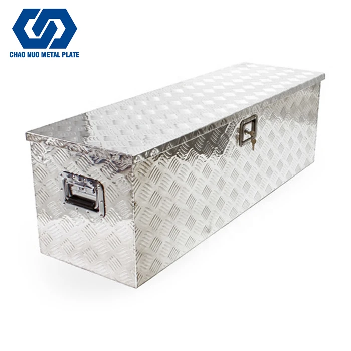 Heavy Duty Metal Customize Silver Diamond Tread Checker Plate 4WD Offroad Truck Tool Box Job Site Car Storage lock Toolbox