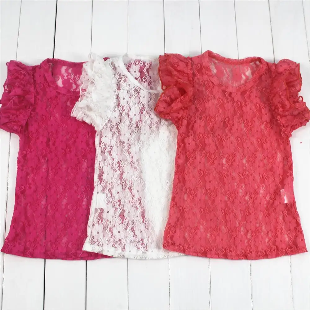 2022 High Quality Fashion Kids Summer Clothing Girls Tops Children Lace Tops Boutique Kids Ruffle Tops