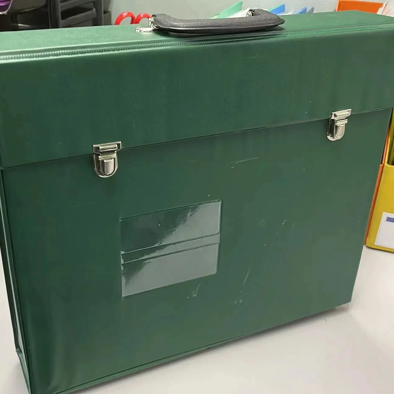Troops PVC Carrying Business Case Green Shockproof Briefcase