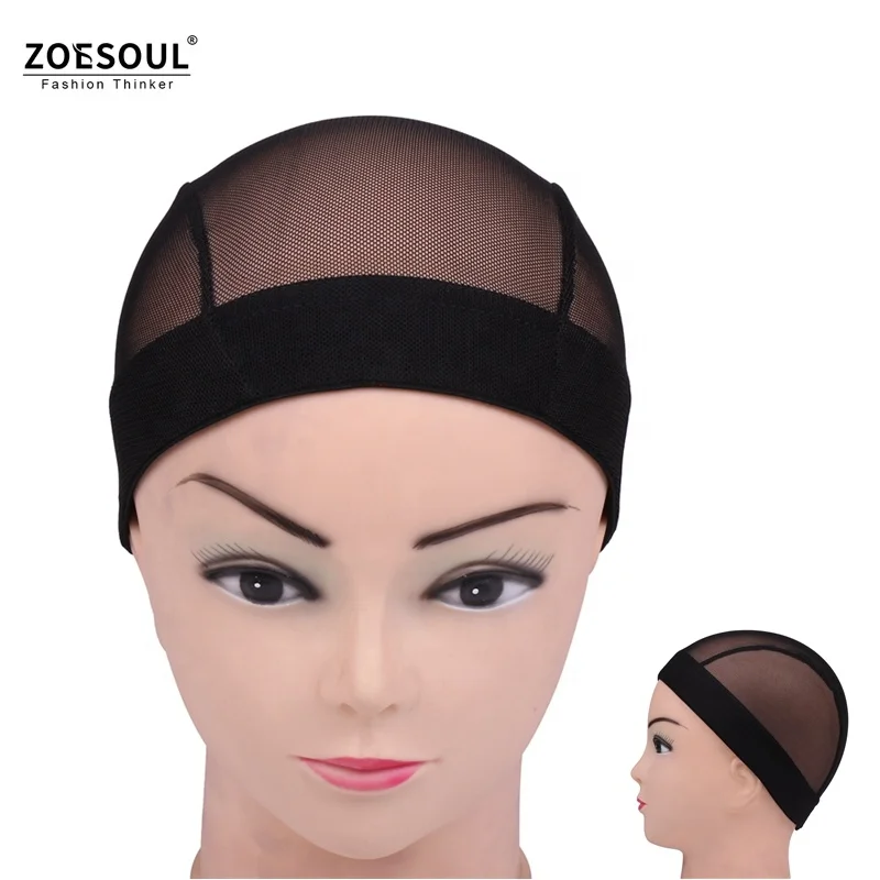 Custom Logo Japanese Mesh Wig Cap Black Dome Stretchable Thin Weaving Cap Breathable Mono Hairnet