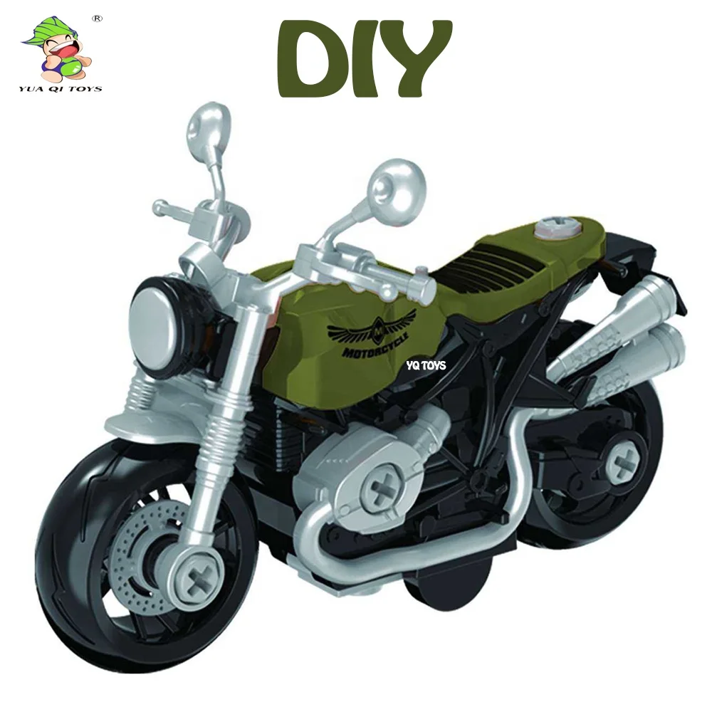 YQ New Arrived Police Motorcycle Toy Friction Toys DIY Plastic Motorcycle Kids Toy