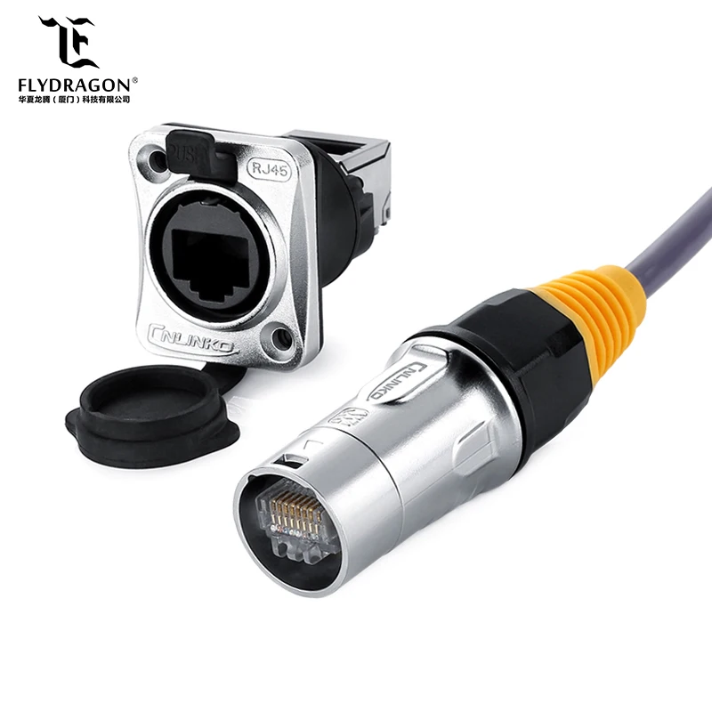  Сценическое освещение Tooless водонепроницаемый IP67 женский 1 2 А порта проходят через Cat5 Cat6 Ethernet RJ45 разъем 90 градусов