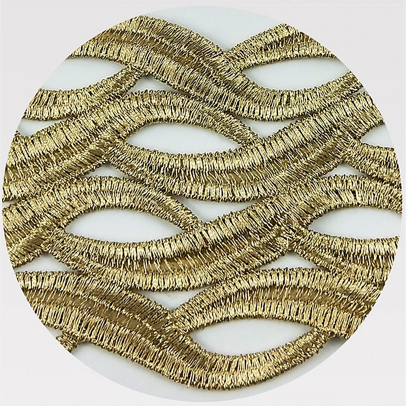 High Quality 8.5 cm Metallic Ribbon Lace New DIY Accessory and Dress Trim Embroidery Lace Decoration with Stock JB66