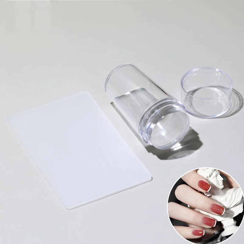 Nail Art Stamper Double Sided Clear Silicone Nail Stamper for Manicure DIY French Tip Nail