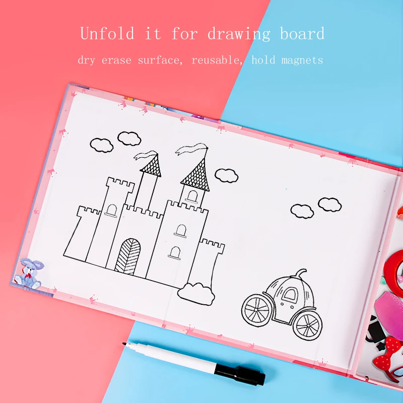 Kids Fashion Toys For Girl Gift DIY Princess Dress Up Colorful Magnetic Cards Flexible move games