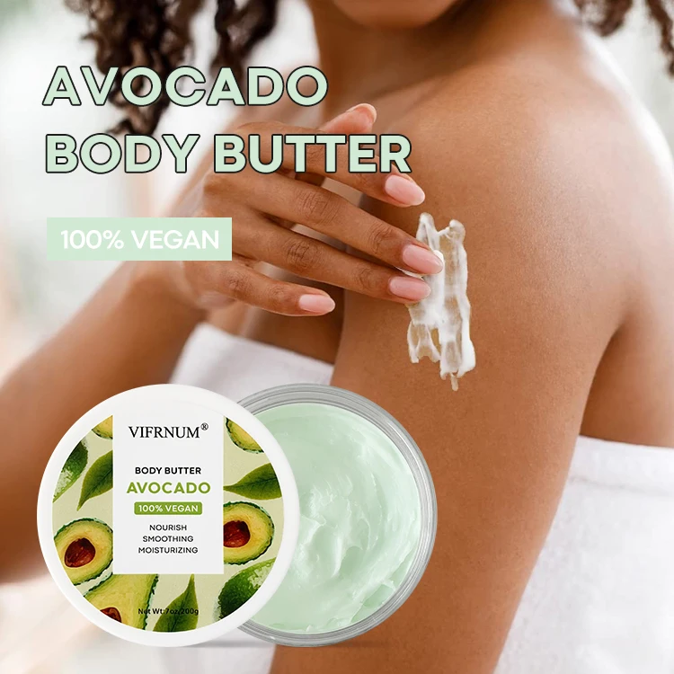 Hot Sale Custom Own Logo Natural Skin Care 100% Organic Avocado Body Cream Lotion Body Butter