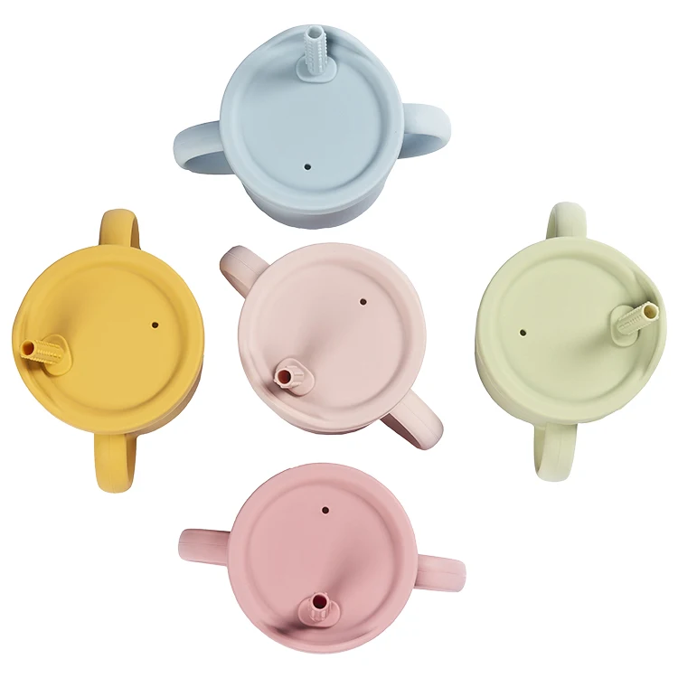 New Amazon Hot Kids Cups BPA Free Sippy Cup Silicone Baby Sippy Straw Drinking Cup Restaurant Dinnerware Sets Pink