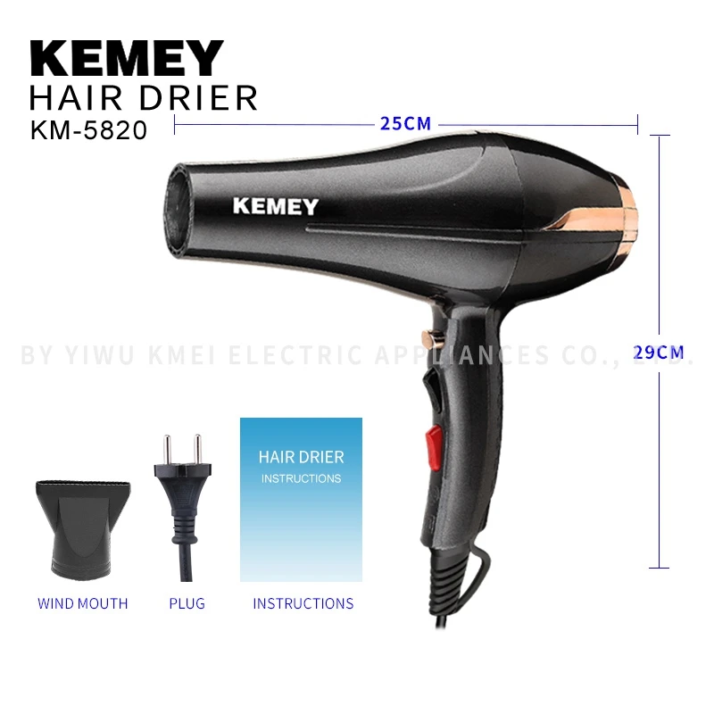 Best-selling KM-5820 high-power concentrator diffuser ion induction function salon hair dryer