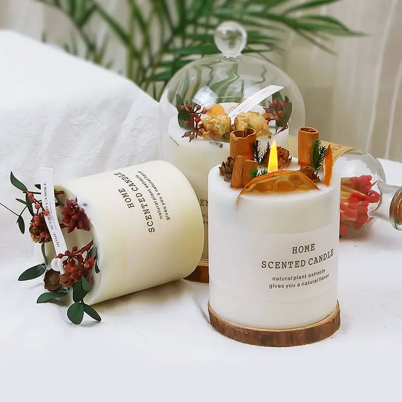 Hot Selling Dried Flower Scented Candles Soy Wax And Fragrance Oils Aromatherapy Aroma Candles With Glass Jar Tin Gift Box