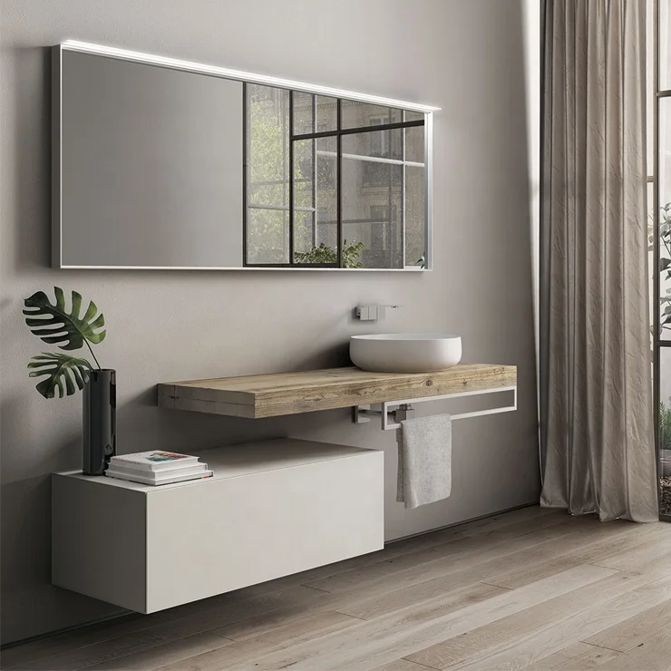 Matt White Lacquered Base Unit Living Room Cabinet with Wash Basin Luxury Bathroom Vanity Cabinet