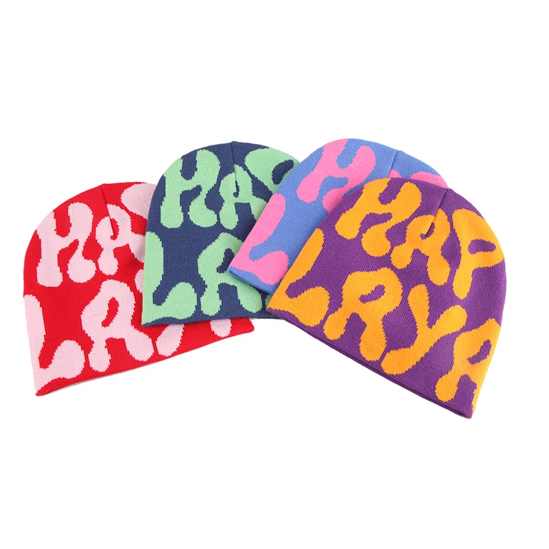 Акриловая шапка для бега унисекс, жаккардовая шапка с логотипом на заказ, вязаная шапка с большими буквами