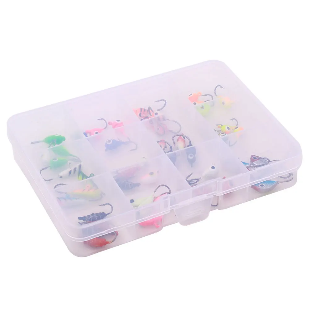 JETSHARK Ice fishing lead head hook  new mini metal winter fishing hook set boxed lure lead head hook tungsten ice fishing jig