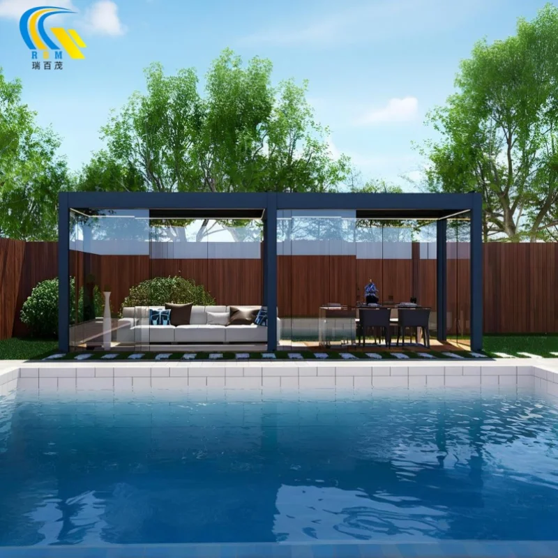 220 Model Aluminum Alloy Leisure Pavilion with Modern Energy-Saving Design for Outdoor Sun Shading and Rainproof Leisure Time