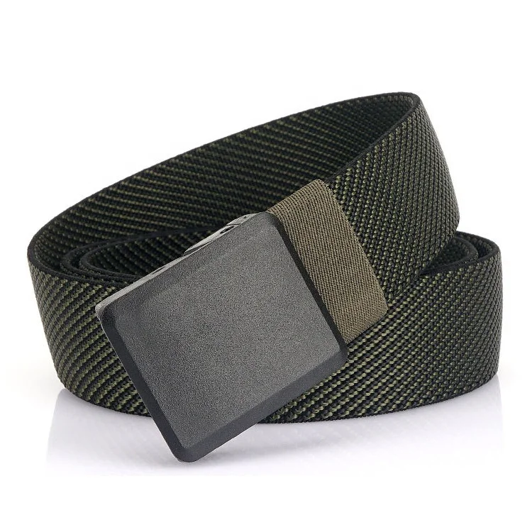 Men Waist Stretch Canvas Fabric Police Tactical Elastic Belt