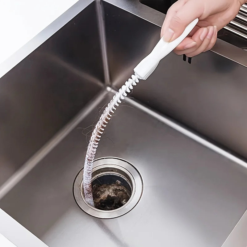 Pipe dredge brush bathroom hair sewer sink cleaning brush drain cleaner flexible cleaner blockage plug hole removal tool
