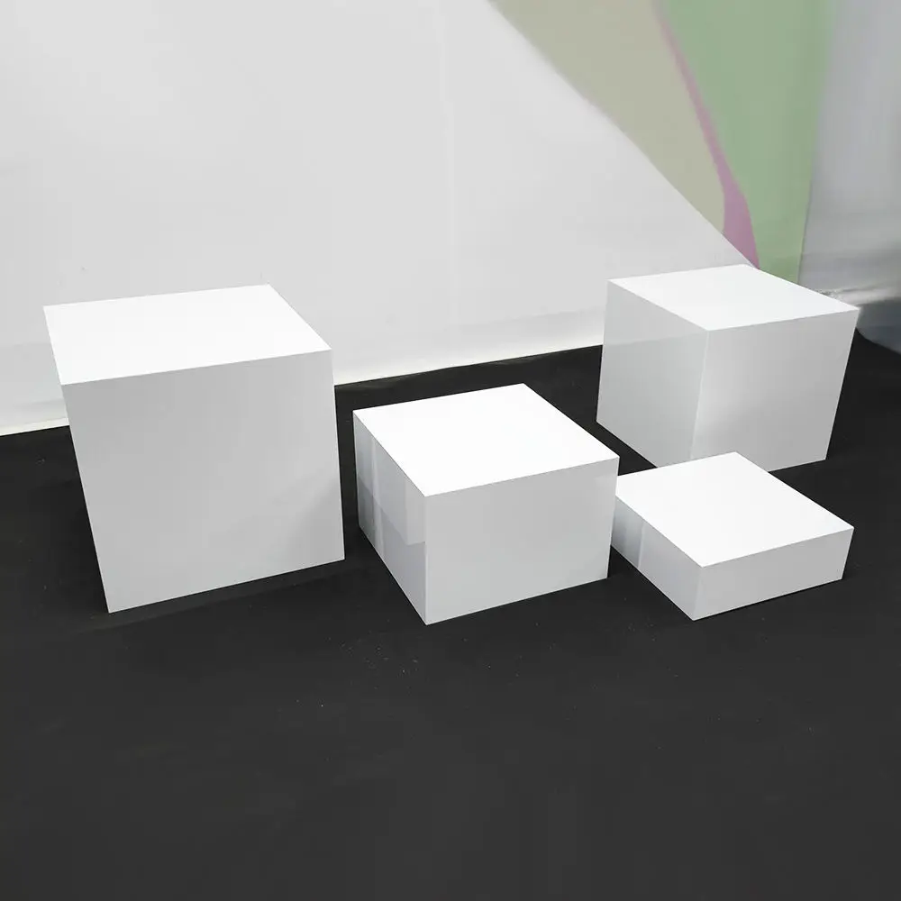 Acrylic White Box Food Display Stand Buffet Stand Acrylic Food Display Risers Cubes Decorations For Events Party Supplies