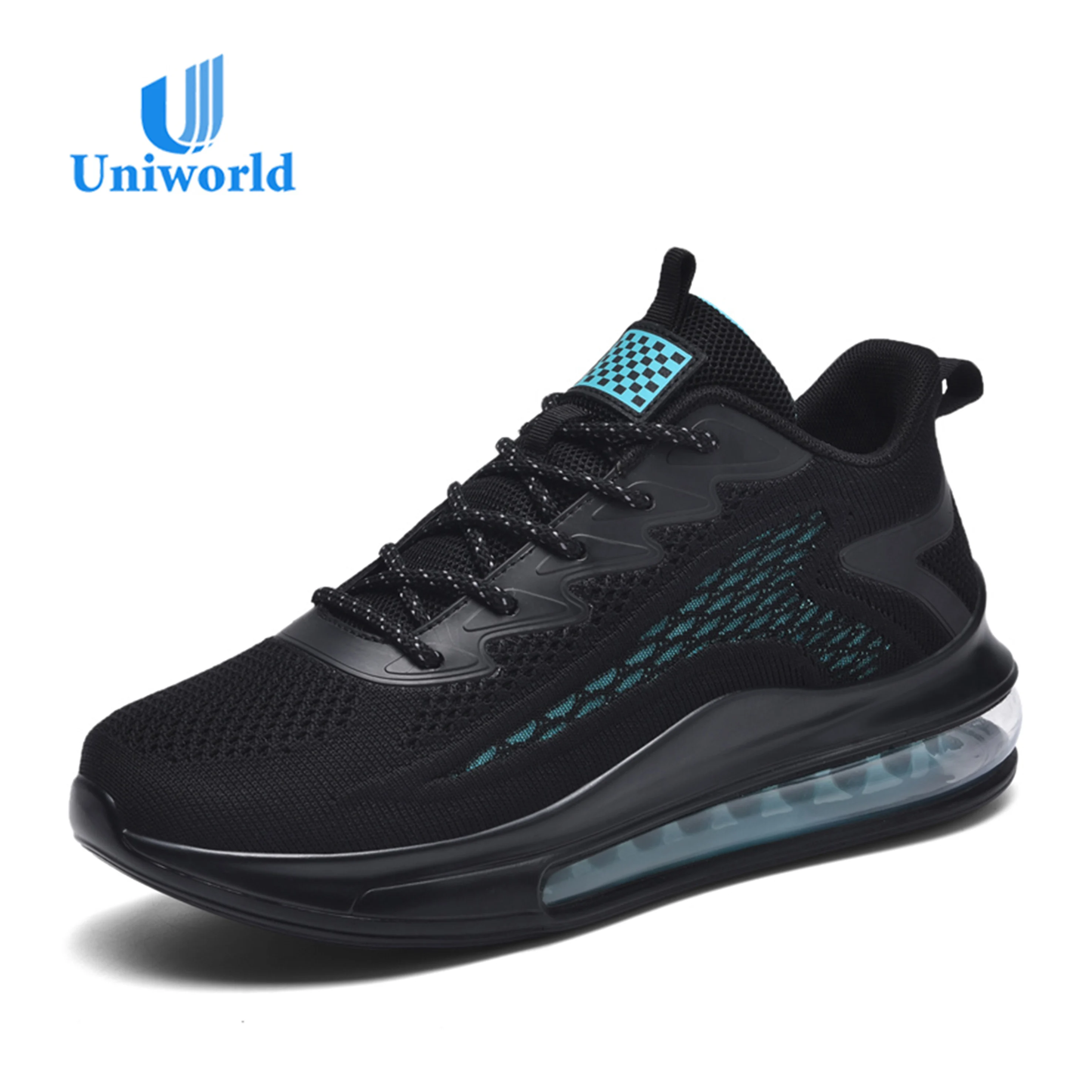 Men Sneaker Running Air Cushion Men Shoes Sport Shoes Uniworld Vietnam Factory Direct Custom Brand Black and White EVA PU Print