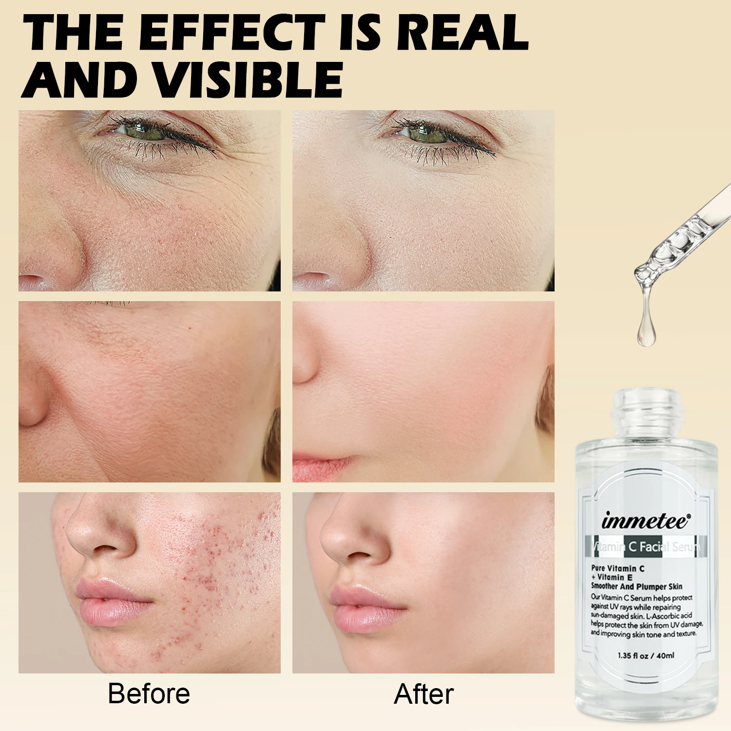 OEM/ODM Vitamin C Serum Organic Moisturizing Hyaluronic Acid Serum Hydrating Retinol Anti Ageing Facial Serum