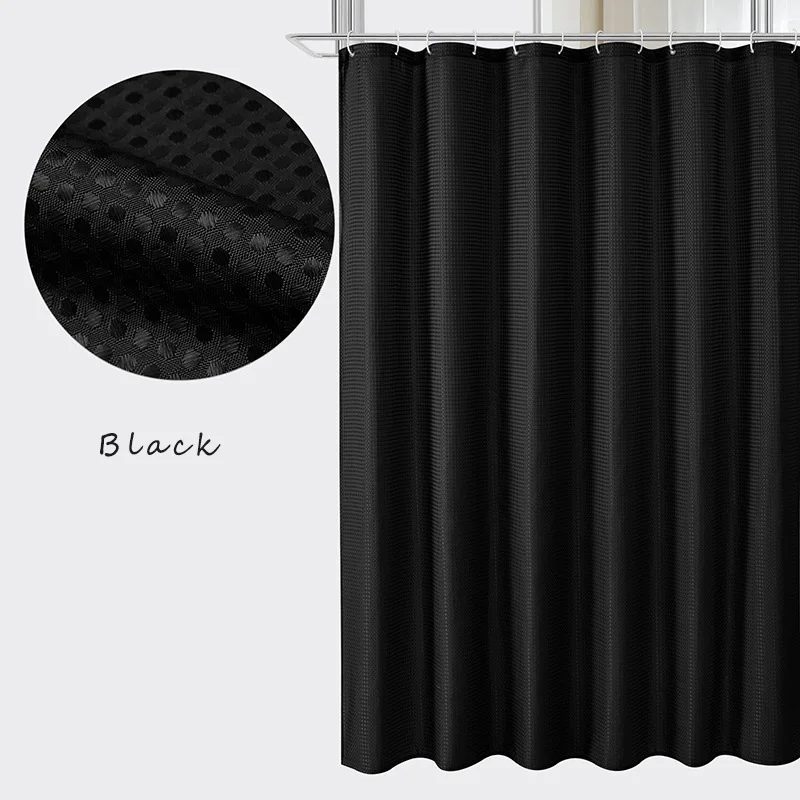 Wholesale Custom Solid Color Waffle Design Polyester Hotel Shower Curtains Modern Bathroom Waterproof with Rings