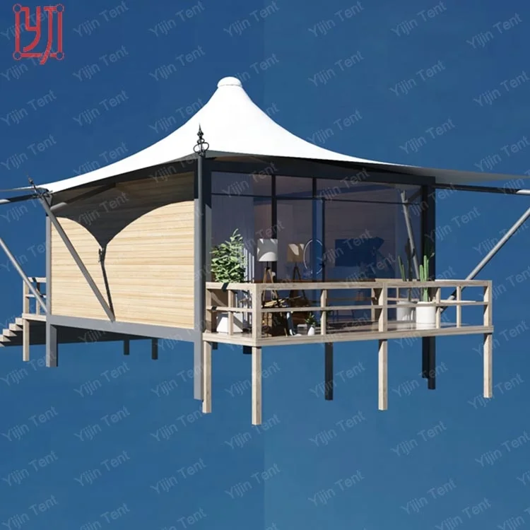 PVDF pagoda hotel tent luxury resort glamping with toilet and bathroom