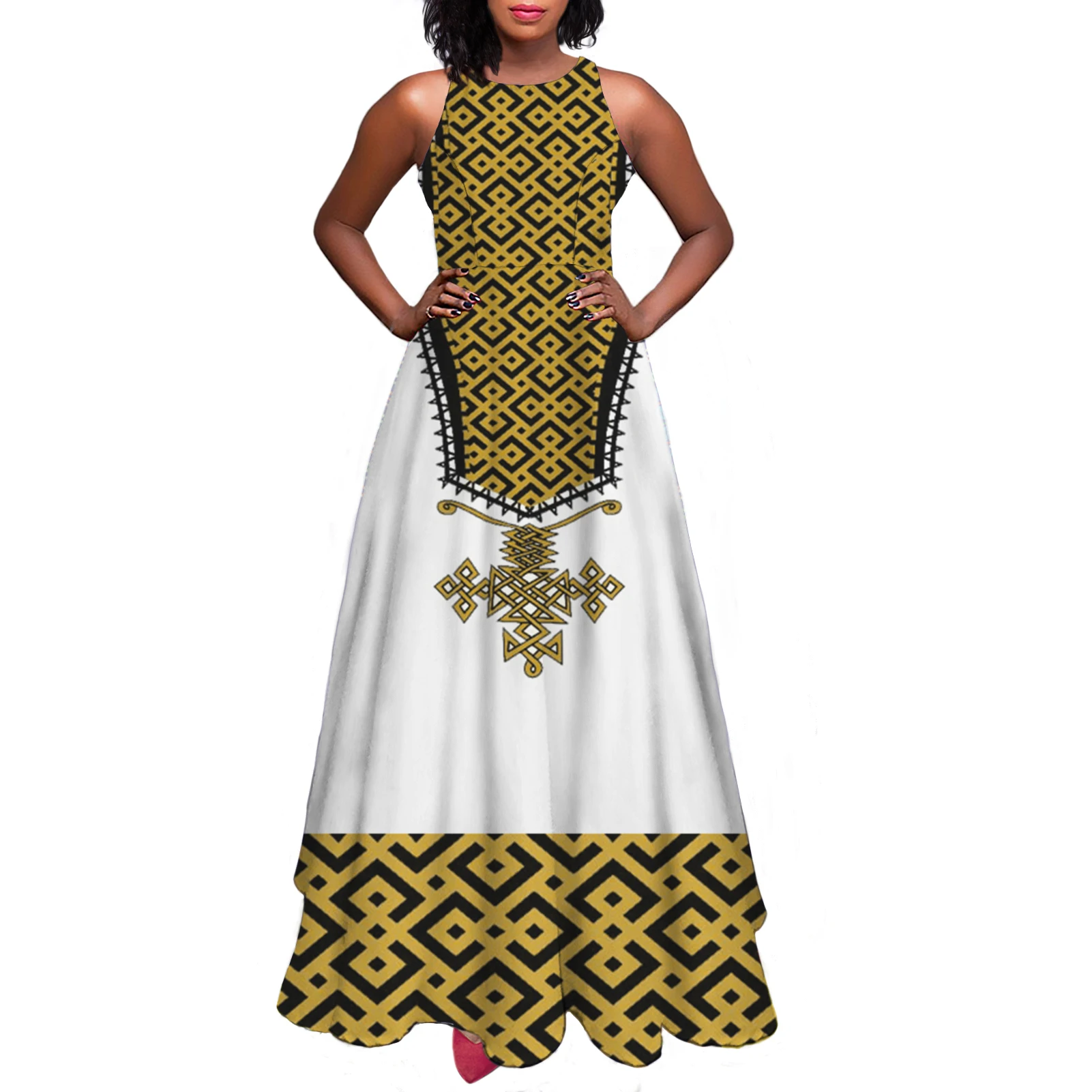 New Fashionable Girl Summer Dress Wholesale Custom Ethiopia Design Ethiopian Dress For Women Hot Sale Plus Size Maxi Dress