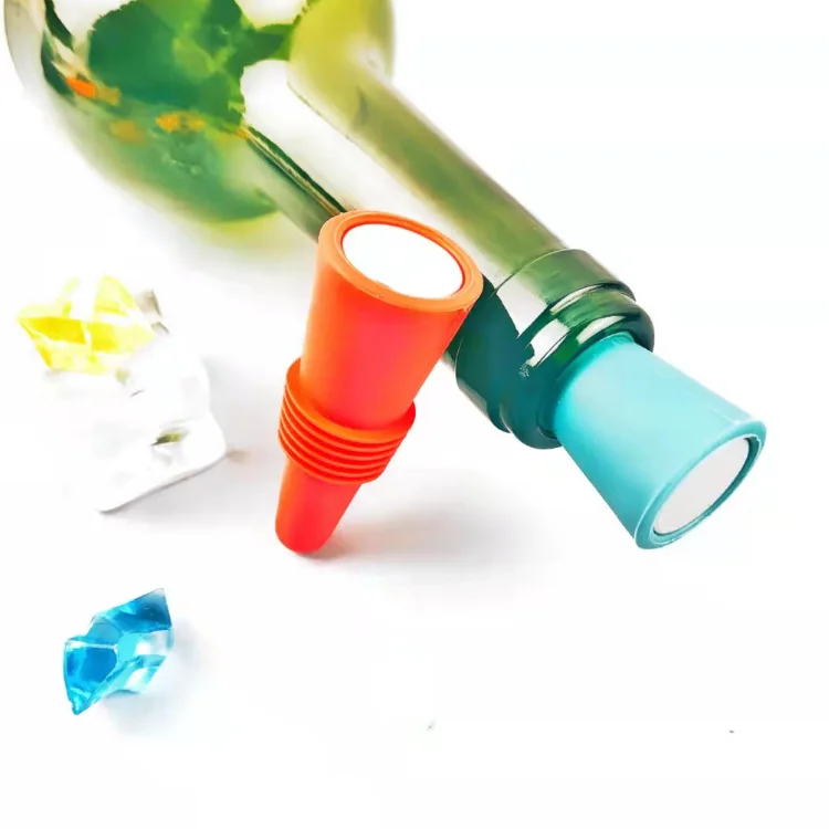 Wholesale Custom Creative  Red Blue Silicone Disposable  Corporate Party Art Exhibition Red Wine Cork Bottle Wine Stopper