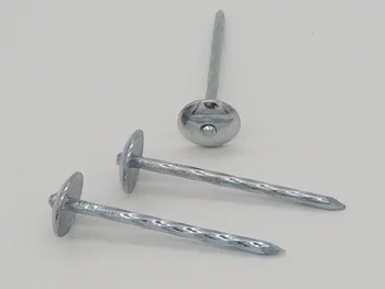 Electro Galvanized Umbrella Head Zinc Coil Felt Roofing Nail With Washer
