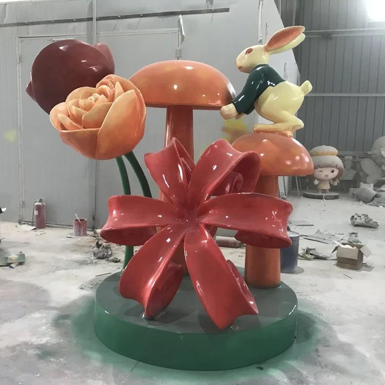 Fiberglass flower sculpture Outdoor plant model ornaments customization Tree stem statue  Resin handicraft ornaments