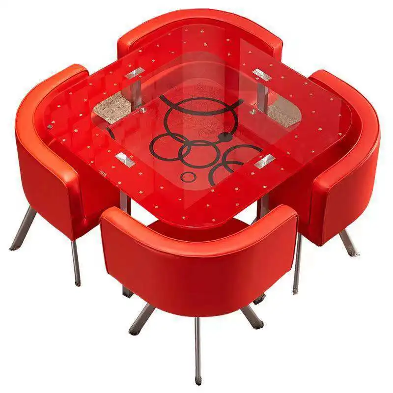 Glass Dining Table and Chairs Set of 4 for Small Kitchen Dinette 5 Piece Contemporary Tempered Glass Square Table and 4 Chairs