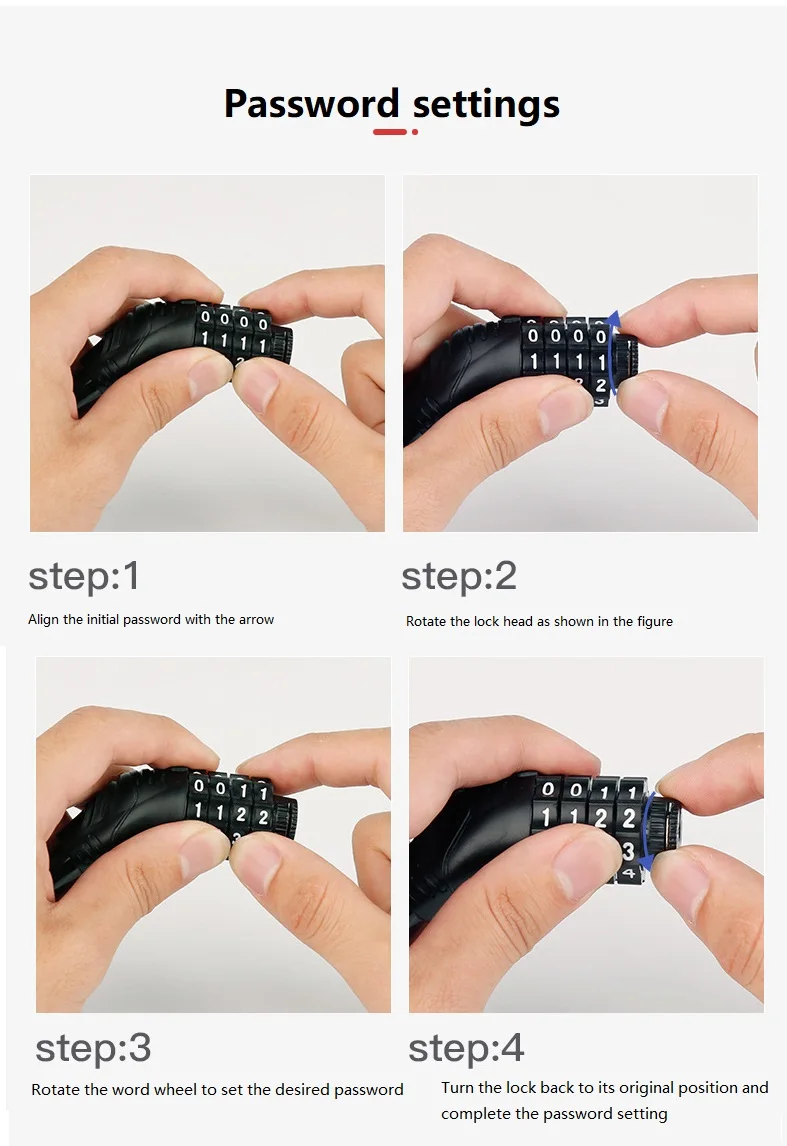 ROADUP Number Lock Self-set Password New Lightweight Bicycle Lock Four Digit Password Bicycle Lock