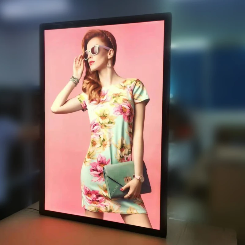 Ad LED Poster Frame For Restaurant&Cinema Marketing Products Led Advertising Light Box Aluminum Frame Tempered Glass Light Boxes