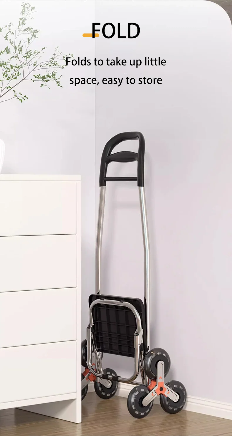 Wholesale Portable Supermarket Trolley Bag Wheels Reusable Waterproof  Metal Carton Plastic Foldable Shopping Trolley Cart