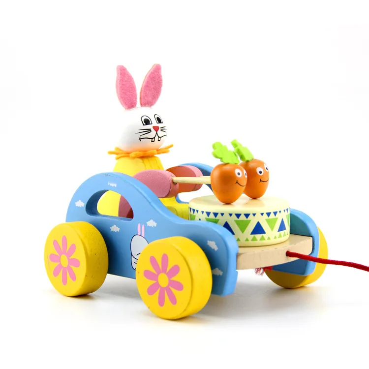 
Rabbit Towing Cart Cube Wooden Balance Toys Cars 