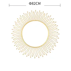 Fireplace and Cabinet Above 3D Metal Mirror Wall Hanging Artware Decoration