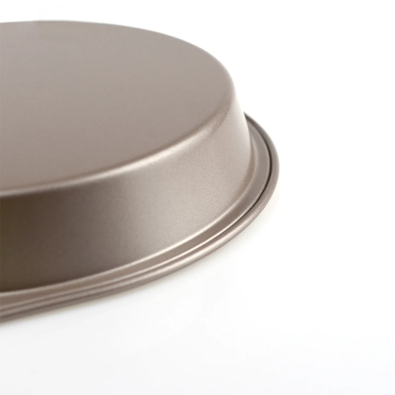 Stackable gold color oven cookie baking pan with handle carbon steel baking tray non-stick round pizza pan