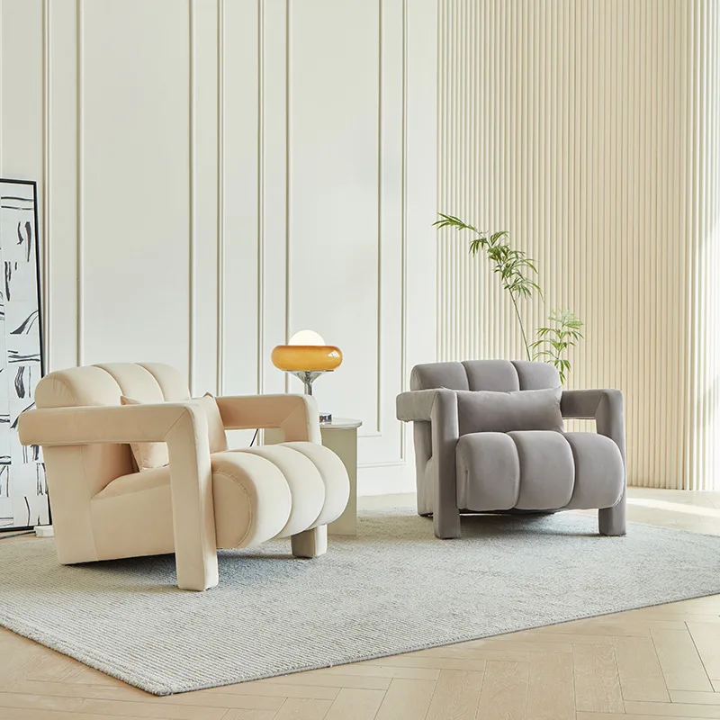 Wabi-sabi Living Room Single Sofa Nordic Minimalist Fabric Sofa Chair Bedroom Balcony Lazy Boy Lounge Chair