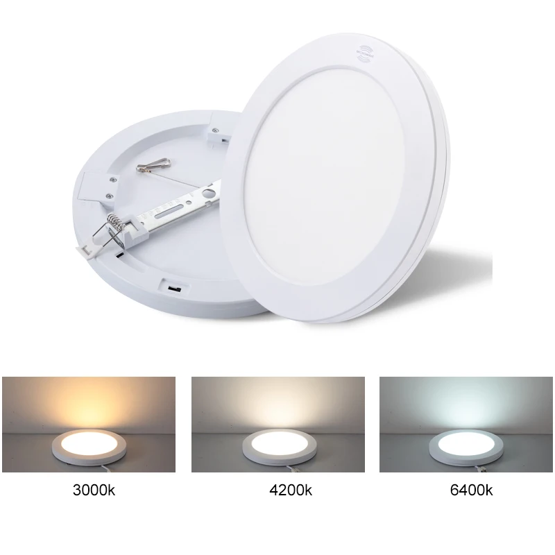 Selectable Color Temperature Surface Mount Dimmable Microwave Radar Sensor Square 18W/24W LED Ceiling Panel Light Wall Lamps