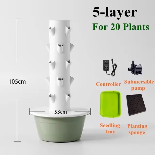 Commercial Indoor Hydroponic system vertical planter 5 Layers hydroponics grow tower indoor vegetable pot