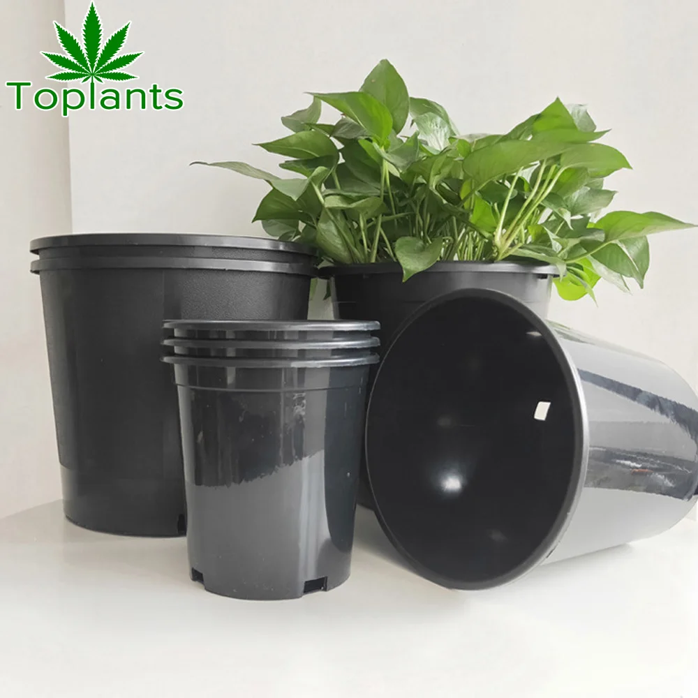 Durable Hard plastic 1 gallon pot black flower plant pots big nursery pots of PP