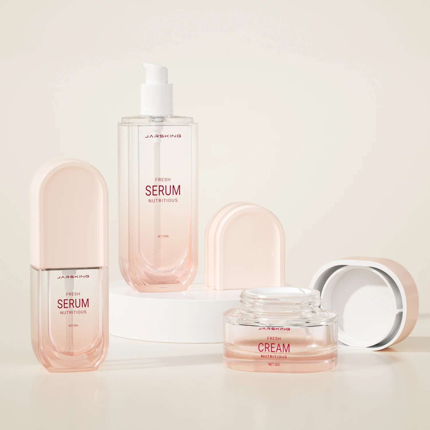 Unique matte square skincare glass face cream jar 30ml serum lotion pump bottle 50ml 100ml for skin care packaging set