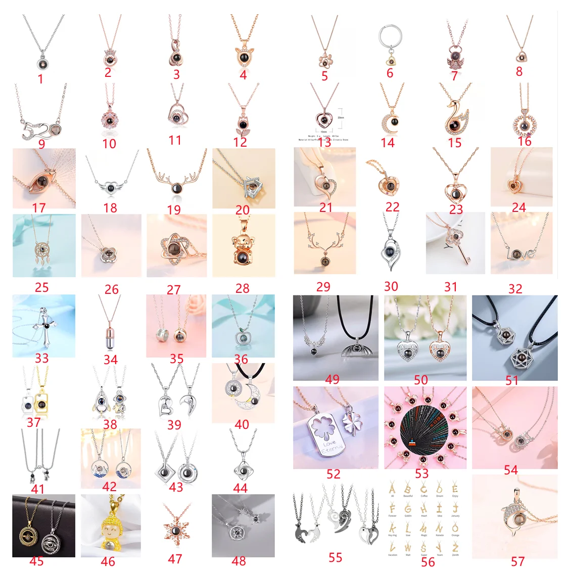 100 Languages I Love You Projection Jewelry Pendant Necklace For Couple Love Memory Projection trendy Necklace