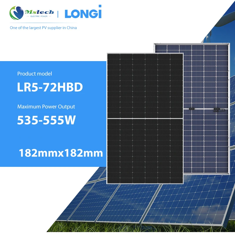 LONGi A Grade Solar Module 530W,535W,540W,545W,550W Bifacial Mono Solar Panel LR5-72HBD Dual Glass LONGi Hi-MO 5 Panneau Solaire